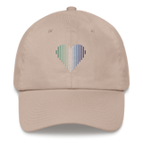 Gay Pride Heart Lines Hat: Embroidered Pride Gradient Cap