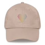 Pansexual Heart Lines Hat: Embroidered Pride Gradient Cap