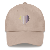 Nonbinary Heart Lines Hat: Embroidered Pride Gradient Cap