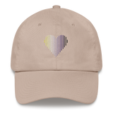 Nonbinary Heart Lines Hat: Embroidered Pride Gradient Cap
