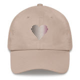 Asexual Heart Lines Hat: Embroidered Pride Gradient Cap