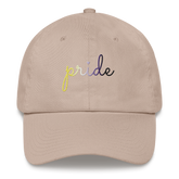 Nonbinary Pride Hat: Cursive 'Pride' in Gradient Colors