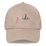 Genderfluid Pride Hat: Cursive 'Pride' in Gradient Colors