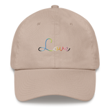 Queer Love Script Hat: Elegantly Embroidered Pride Cap
