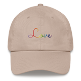 Gilbert Baker Pride Love Script Hat: Elegantly Embroidered Pride Cap