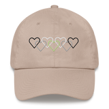 Agender Pride Hat: Interlaced Heart Outlines Embroidered Cap