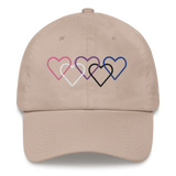 Genderfluid Pride Hat: Interlaced Heart Outlines Embroidered Cap