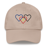Polyamory Pride Hat: Interlaced Heart Outlines Embroidered Cap