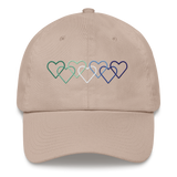 Gay Pride Hat: Interlaced Heart Outlines Embroidered Cap