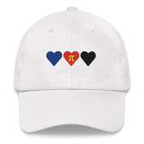 Embroidered Polyamory Hat: Pride Flag Horizontal Heart Design