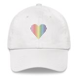 Gilbert Baker Pride Heart Lines Hat: Embroidered Pride Gradient Cap