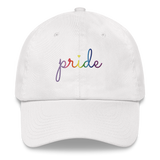 Gilbert Baker Pride Hat: Cursive 'Pride' in Gradient Colors