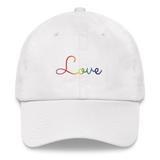 Gilbert Baker Pride Love Script Hat: Elegantly Embroidered Pride Cap