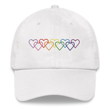 Gilbert Baker Pride Hat: Interlaced Heart Outlines Embroidered Cap
