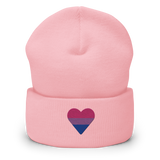 Bisexual Flag Embroidered Heart Beanie: Celebratory LGBTQ+ Pride Design