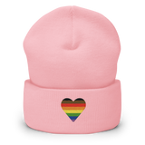 Philly Pride Flag Embroidered Heart Beanie: Celebratory LGBTQ+ Pride Design