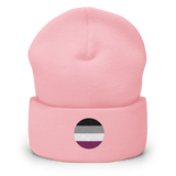 Asexual Flag Embroidered Circle Beanie: Celebratory LGBTQ+ Pride Design