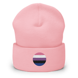 Genderfluid Flag Embroidered Circle Beanie: Celebratory LGBTQ+ Pride Design