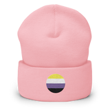 Nonbinary Flag Embroidered Circle Beanie: Celebratory LGBTQ+ Pride Design