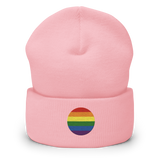 Pride Flag Embroidered Circle Beanie: Celebratory LGBTQ+ Pride Design