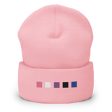 Embroidered Genderfluid Beanie: Pride Flag Horizontal Square Design