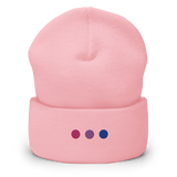 Embroidered Bisexual Beanie: Pride Flag Horizontal Circle Design