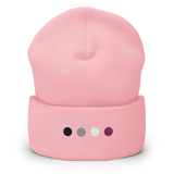 Embroidered Asexual Beanie: Pride Flag Horizontal Circle Design