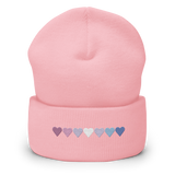 Embroidered Bigender Beanie: Pride Flag Horizontal Heart Design