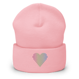 Polysexual Heart Lines Beanie: Embroidered Pride Gradient Hat