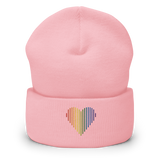 Pride Heart Lines Beanie: Embroidered Pride Gradient Hat