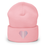 Bigender Heart Lines Beanie: Embroidered Pride Gradient Hat