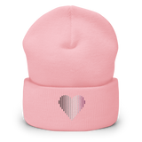 Asexual Heart Lines Beanie: Embroidered Pride Gradient Hat