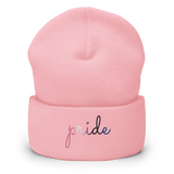 Genderfluid Pride Beanie: Cursive 'Pride' in Gradient Colors