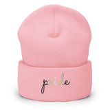 Agender Pride Beanie: Cursive 'Pride' in Gradient Colors