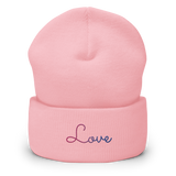 Bisexual Love Script Beanie: Ellegantly Embroidered Pride Hat