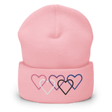 Genderfluid Pride Beanie: Interlaced Heart Outlines Embroidered Hat