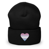 Bigender Flag Embroidered Heart Beanie: Celebratory LGBTQ+ Pride Design