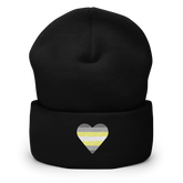 Demigender Flag Embroidered Heart Beanie: Celebratory LGBTQ+ Pride Design
