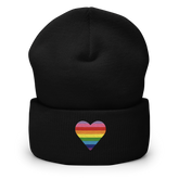 Gilbert Baker Pride Flag Embroidered Heart Beanie: Celebratory LGBTQ+ Pride Design