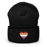 Lesbian Flag Embroidered Heart Beanie: Celebratory LGBTQ+ Pride Design