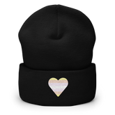 Pangender Flag Embroidered Heart Beanie: Celebratory LGBTQ+ Pride Design