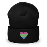 Polysexual Flag Embroidered Heart Beanie: Celebratory LGBTQ+ Pride Design