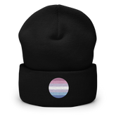 Bigender Flag Embroidered Circle Beanie: Celebratory LGBTQ+ Pride Design