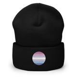 Bigender Flag Embroidered Circle Beanie: Celebratory LGBTQ+ Pride Design