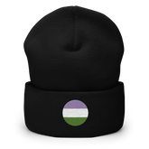 Genderqueer Flag Embroidered Circle Beanie: Celebratory LGBTQ+ Pride Design