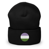Genderqueer Flag Embroidered Circle Beanie: Celebratory LGBTQ+ Pride Design