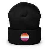 Lesbian Flag Embroidered Circle Beanie: Celebratory LGBTQ+ Pride Design