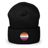 Lesbian Flag Embroidered Circle Beanie: Celebratory LGBTQ+ Pride Design