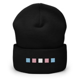 Embroidered Transgender Beanie: Pride Flag Horizontal Square Design