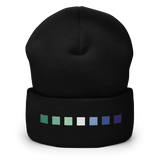 Embroidered Gay Pride Beanie: Pride Flag Horizontal Square Design